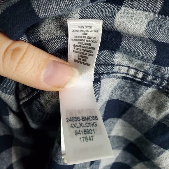 Bonobos Men's Blue Check Button Up Long Sleeve Prominent Fit Shirt Size 4XL Long - Picture 6 of 6